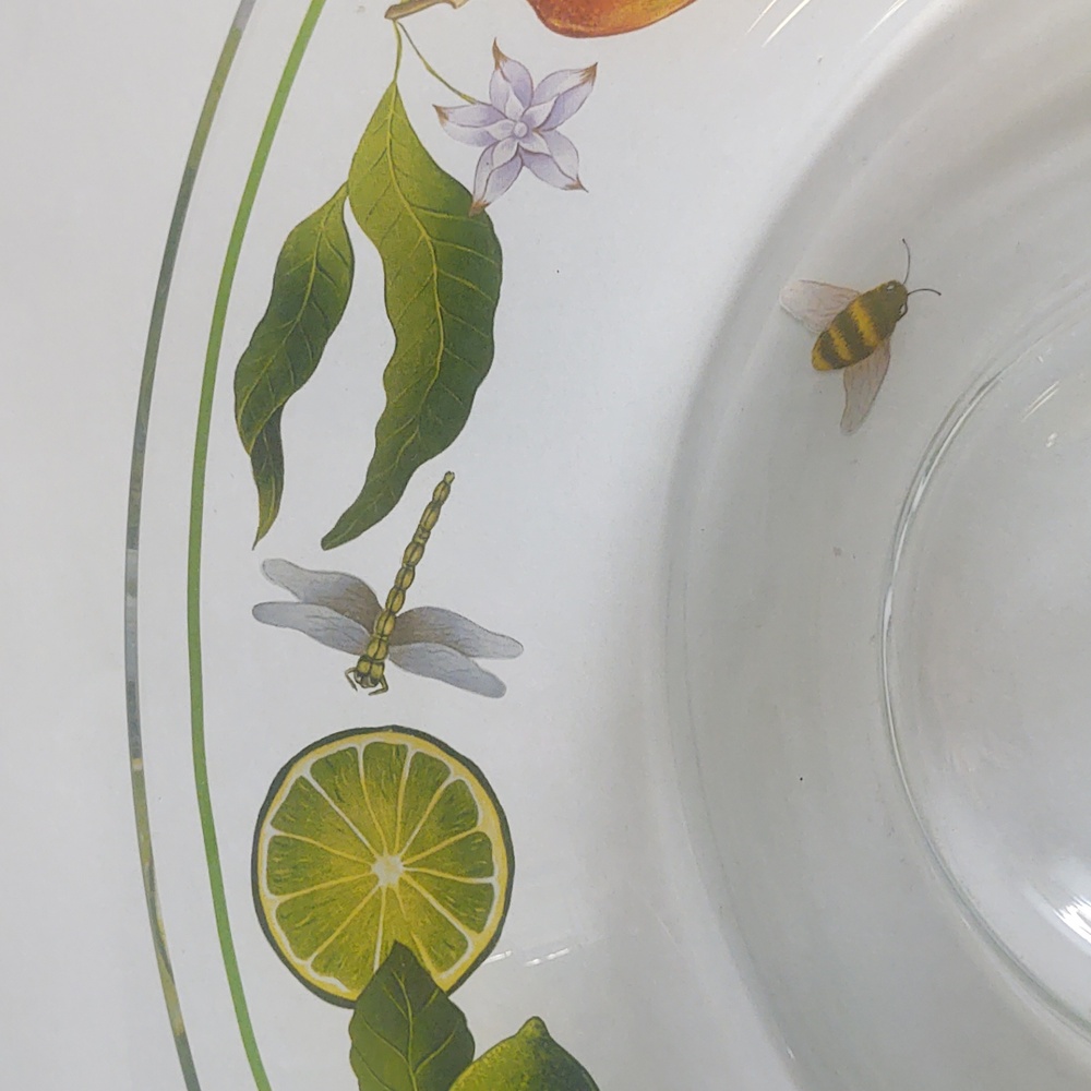 Lynn Chase 11" Hand-Painted Butterfly Fruit Clear Serving Bowl | Vintage - Picture 3 of 14